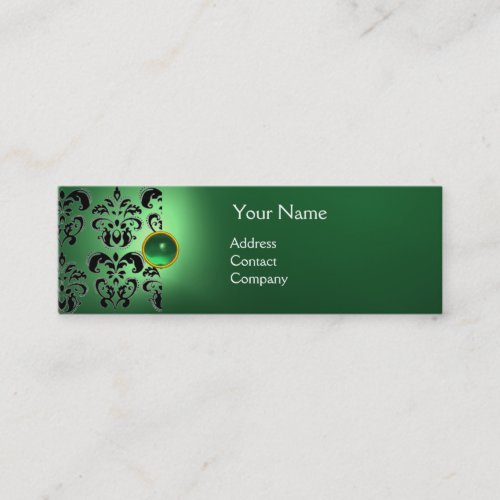 CHIC DAMASK GEM  MONOGRAM green Mini Business Card