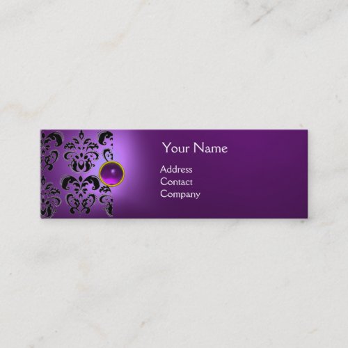 CHIC DAMASK GEM  MONOGRAM purple Mini Business Card