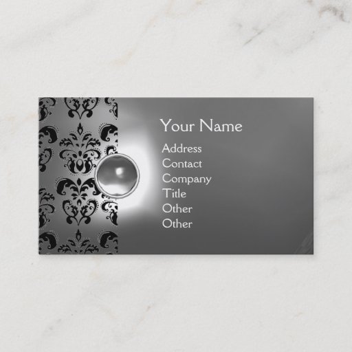Customizable CHIC DAMASK GEM  MONOGRAM white Business Card