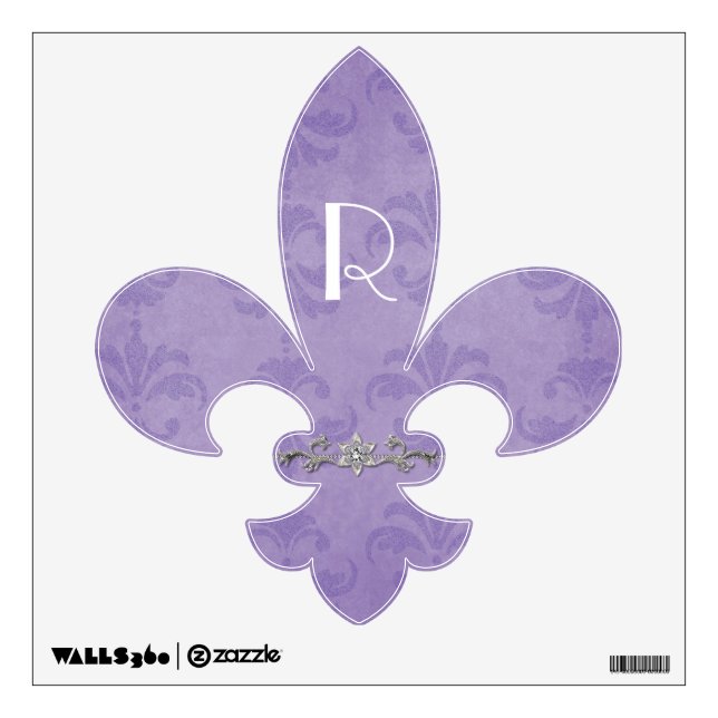 Chic Damask Monogram Fleur De Lis Wall Decal (Front)