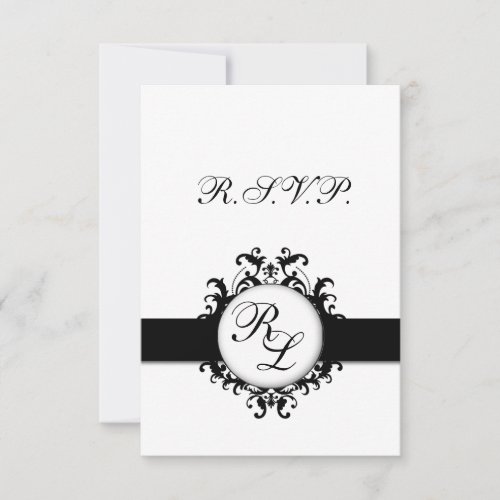 Chic Damask Monogram RSVP Card Wedding