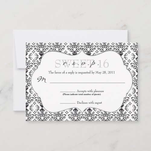 Chic Damask RSVP [Black and White]
