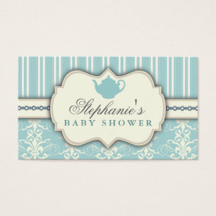 Chic Damask & Stripe Baby Shower Tea Favor Tag