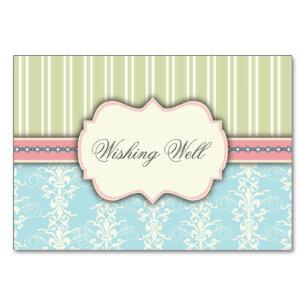 Chic Damask & Stripe Wishing Well Insert Card