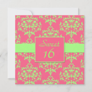 Chic Damask Sweet 16 Birthday Invitation