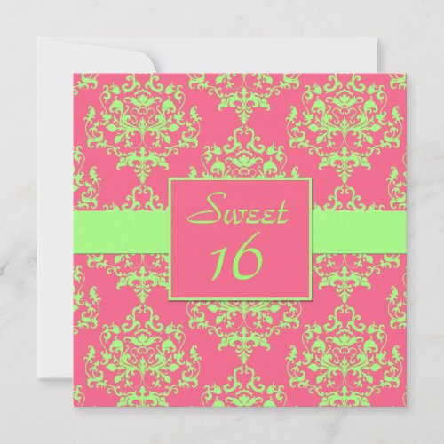 Chic Damask Sweet 16 Birthday Invitation