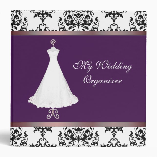 Chic Damask Wedding Organizer Binder (Front)
