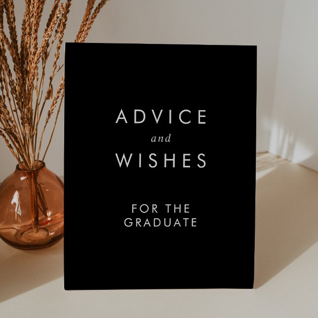 Chic Dark Black Advice and Wishes Graduation Pedestal Sign (Creator Uploaded)