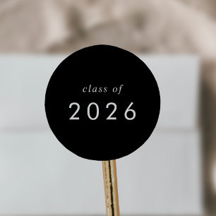 Chic Dark Black Class of 2026 Graduation Sticker