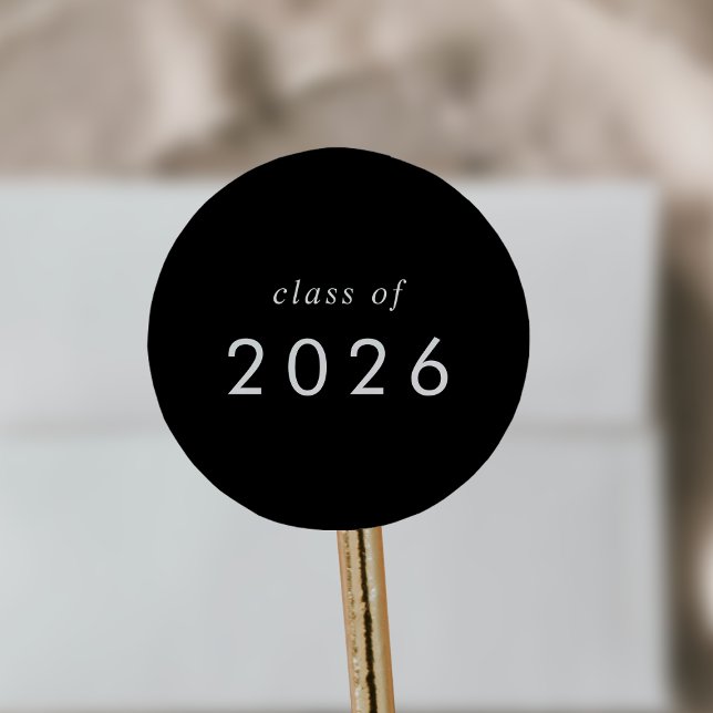 Chic Dark Black Class of 2026 Graduation Sticker (Chic Dark Black Class of 2026 Graduation Sticker)