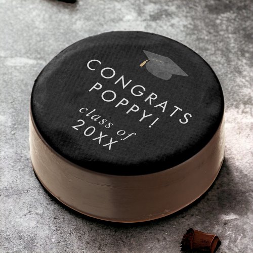 Chic Dark Black Congrats Grad Cap Name Graduation Chocolate Covered Oreo