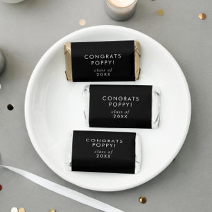 Chic Dark Black Congrats Grad Name Graduation Hershey's Miniatures