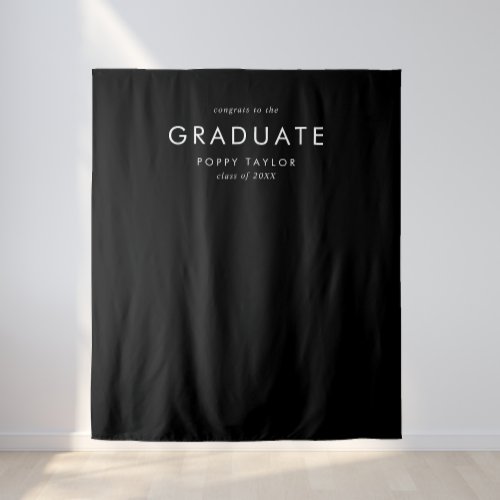 Chic Dark Black Graduate Graduation Photo Backdrop
