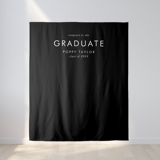 Chic Dark Black Graduate Graduation Photo Backdrop (Creator Uploaded)
