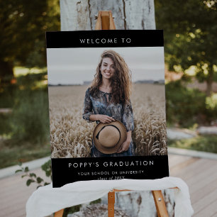 Chic Dark Black Graduation Party Photo Welcome Foam Board