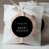 Chic Dark Black One Smart Cookie Graduation Favor