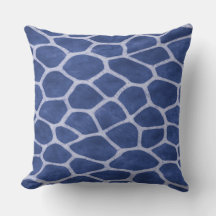 Chic Dark Blue Giraffe Print Throw Pillow