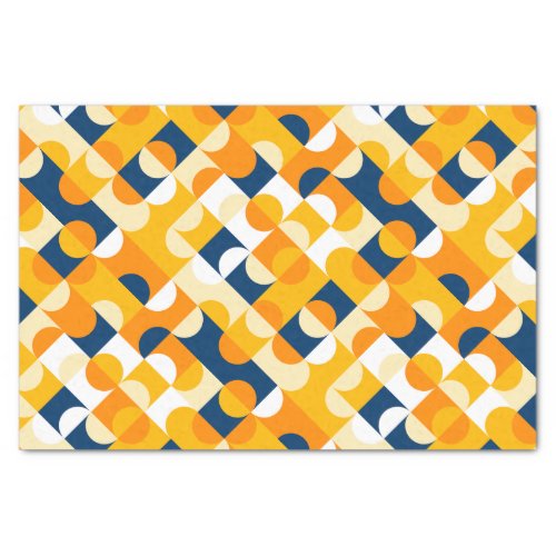 Chic Dark Blue Sunny Yellow Circles Art Pattern Tissue Paper