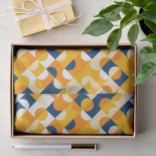 Chic Dark Blue Sunny Yellow Circles Art Pattern Tissue Paper