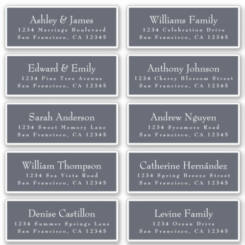 Chic Dark Blue Wedding Guest Address Labels