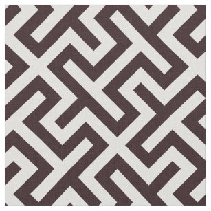 Chic dark brown white abstract geometric pattern fabric