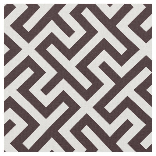 Chic dark brown white abstract geometric pattern fabric