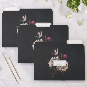 Chic Dark Floral Bouquet File Folder