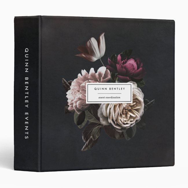 Chic Dark Floral Bouquet Personalized 3 Ring Binder