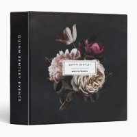 Chic Dark Floral Bouquet Personalized 3 Ring Binder