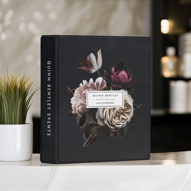 Chic Dark Floral Bouquet Personalized Mini Binder (Creator Uploaded)