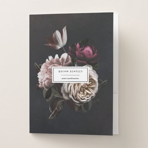 Chic Dark Floral Bouquet Personalized Pocket Folder