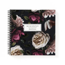 Chic Dark Floral on Black | Personalized Notebook Chic Dark Floral on Black | Personalized Notebook