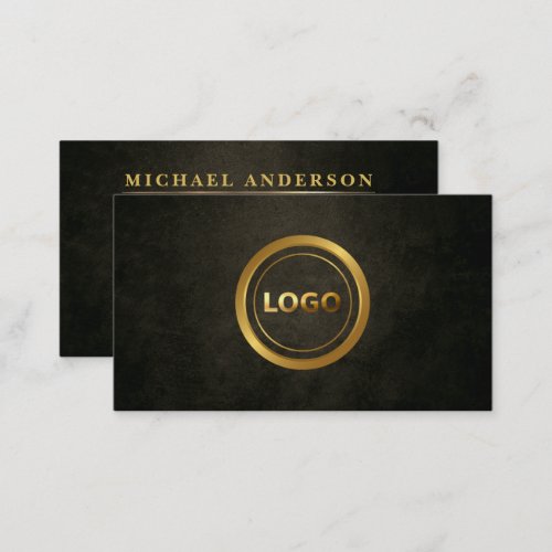 Chic Dark Gold Luxe Circle Logo Gold Professional Business Card