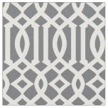 Chic Dark Gray and White Trellis Lattice Pattern Fabric