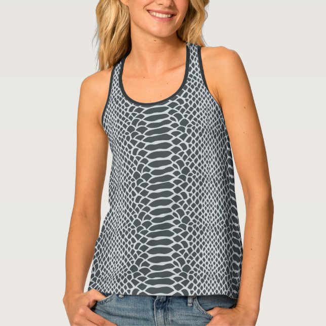 Chic Dark Gray Snake Skin Pattern Women's Tank Top (Front)