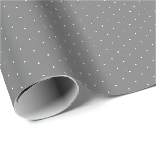 Chic dark gray white tiny polka dots pattern gift wrapping paper