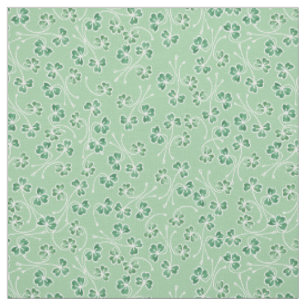 Chic Dark Green and White Shamrocks on Pale Green Fabric