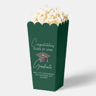 Chic Dark Green Graduation Party Popcorn Favor Boxes