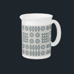 Chic Dark Grey on Sand Welsh Tapestry Pattern Pitcher<br><div class="desc">A chic little china Jug or Pitcher,  with a pattern of traditional Welsh Tapestry motifs in Dark Grey on a Sand background.</div>