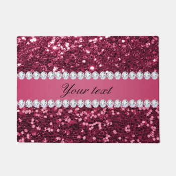 Chic Dark Hot Pink Big Faux Glitter And Diamonds Doormat by glamgoodies at Zazzle