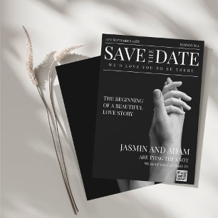 Chic Dark Mode Magazine Wedding Save The Date