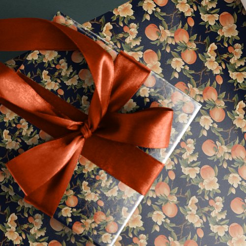 Chic Dark Peach Blossom Elegance Wrapping Paper