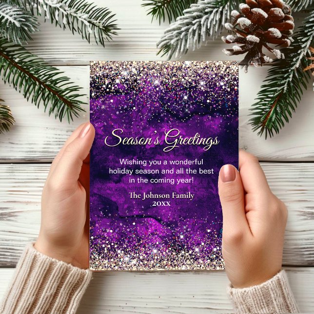 Chic dark purple gold glitter Christmas new year  (Creator Uploaded)