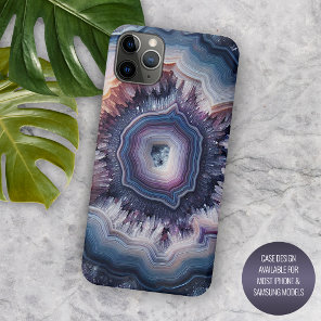 Chic Dark Purple Violet Blue Quartz Agate Pattern iPhone 11 Pro Max Case