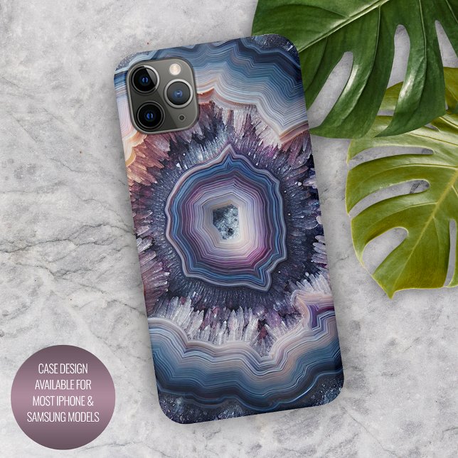 Chic Dark Purple Violet Blue Quartz Agate Pattern iPhone Case (Creator Uploaded)