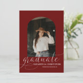 Chic Dark Red Arch 5 Photo Collage Graduation Announcement (Standing Front)