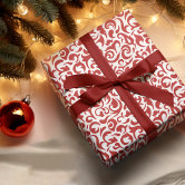 Classic Christmas Wrap Damask Red Green Wrapping Paper