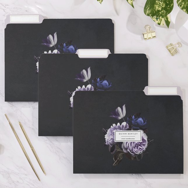 Chic Dark Violet Floral Bouquet File Folder (Creator Uploaded)