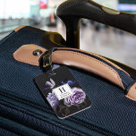 Chic Dark Violet Floral Bouquet Monogram Luggage Tag<br><div class="desc">Chic monogrammed luggage tag features an elegant floral bouquet of pale lavender purple roses and deep indigo blue peonies on a dark and dramatic background. Personalize with your single initial monogram and name,  and add your contact information to the back.</div>