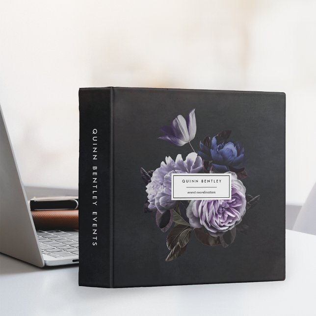 Chic Dark Violet Floral Bouquet Personalized 3 Ring Binder (Creator Uploaded)